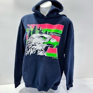 Gildan Seattle Hoodie Size L Safety Shirtz Navy Blue Pink Green Graphic